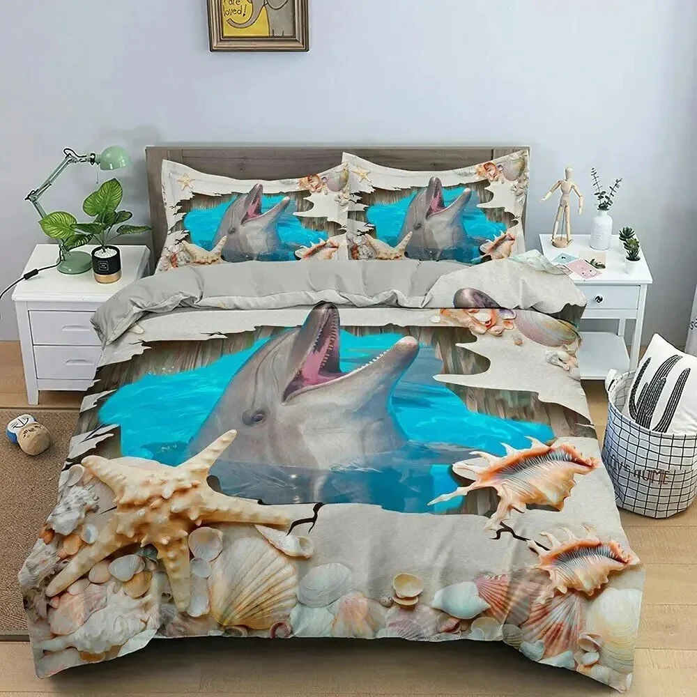 Housse de couette Dauphin et Coquillages